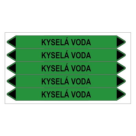 Značení potrubí, kyselá voda,5 ks, 150 × 12 mm
